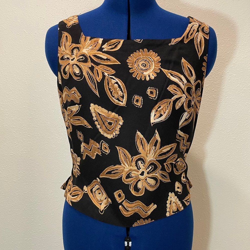 Granite Black and Gold Print Sleeveless Shirt - Size 7/8